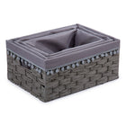 CTG – Paniers de rangement tressés, doublure pompom, gris-Fait de papier magnifiquement tissé et doublure en coton à 100 % 