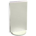 Azar Displays – Présentoir de comptoir à panneaux perforés sur 2 côtés, 22 x 13,5 po, blanc opaque (700513-WHT)-Le présentoir à deux côtés repose une base rotative en plastique transparent, qui offre un accès facilité aux clients