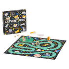 Petit Collage - Jeu Chatventures-Comprend 1 plateau de jeu, 4 personnages chat en bois, 1 dé en bois et 51 cartes d'action en anglais, espagnol et français