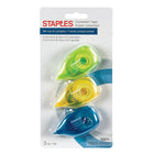 Staples - Mini ruban correcteur, paquet de 3-Le ruban correcteur blanc s'applique à sec de sorte qu'on peut écrire dessus immédiatement