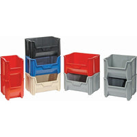 Quantum Storage Systems - Contenants À Empiler Géants, 19,875po La X 15,25po P X 12,4375po H, Rouge, paquet de 3-Capacité 100 lb