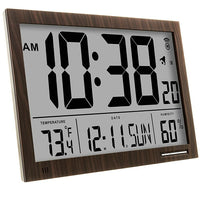 Marathon - Horloge atomique numérique Slim-Jumbo, bois-AFFICHAGE SLIM JUMBO : seulement 1 po d'épaisseur, avec chiffres de 4,5 po, facilitant le visionnement