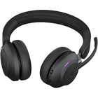 Jabra Evolve2 65, Link 380c, Casque stéréo UC - Noir-Matériau : Coussin serre-tête en mousse ultra souple recouvert de silicone de couleur assortie, coussin d'oreille en mousse audio souple recouvert de similicuir de couleur assortie, bras coulissant en aluminium