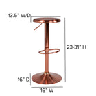 Flash Furniture – Tabouret de bar de style rétro, à hauteur réglable, de la série Madrid, fini or rose-Finition de cadre doré rose
