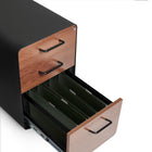 Classeur à 3 tiroirs Poppin Stow - noir et noyer-2 cles et 1 serrure securisent les deux tiroirs