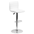 Flash Furniture – Tabouret de bar contemporain et ajustable en vinyle blanc et à pied chromé (CH920231WH)-Dossier mi-hauteur