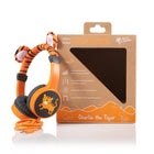 Planet Buddies - Écouteurs pour Enfants à Fourrure - Orange (Tigre)-Bandeau en fourrure avec empreinte et oreilles d'animal