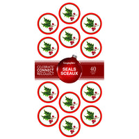 Geographics - Houx et Lierre BL Sceaux, 1.25 po, Paquet de 40-Sceaux de Noël pour l'artisanat, la correspondance, les cartes et plus