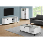 Monarch Specialties - 2841 Meuble Tv - 60 po L/Dessus Simili-Ciment Gris/Blanc-La console multimedia robuste avec une construction a panneaux epais comprend 2 armoires de rangement et 3 tablettes (dont 1 reglable) offrant des options flexibles pour organiser l'equipement du centre de divertissement et d'autres articles