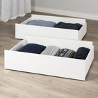 Prepac - Tiroirs de rangement Select WBQK-1303-1 sur roulettes, paq./2, blanc-Les tiroirs s'adaptent parfaitement aux formats grand et très grand du lit à 4 colonnes Prepac Select