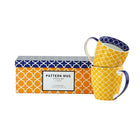 Tannex - Ensemble de tasses à motifs avec boîte-cadeau, jaune, ensemble de 4, 17 oz-Ensemble de 4 tasses à motifs (17 oz) avec boîte-cadeau - (2 ensembles de 2 tasses dans une boîte-cadeau = 4 tasses au total)