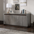 Sauder - Manhattan Gate Crédence de bureau moderne - Mystic Oak-Rangement pour dossiers suspendus et coulissants avec coulisses à extension complète derrière les portes de droite