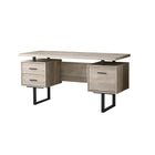 Monarch Specialties - 7418 Bureau 60 po L - Faux Bois Taupe/Metal Noir-Un bureau d'ordinateur élégant et contemporain de 60 pouces de long avec rangement fermé pour créer un espace de travail fonctionnel dans votre bureau à domicile.