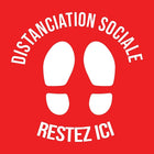 Sticker Mark Maker Plancher Français 12" x 12" - Distanciation Sociale Restez Ici-Sticker sol français
