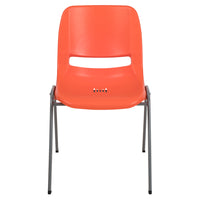 Flash Furniture - Chaise coquille orange, empilable et ergonomique de la série HERCULES avec cadre gris-Ensemble de 5 chaises empilables polyvalentes