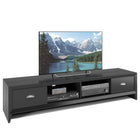 CorLivingMC - Meuble pour téléviseur extra large Lakewood TLK-802-B, pour téléviseurs jusqu’à 80 po, grain de bois noir-Compatible avec les téléviseurs jusqu’à 80 po