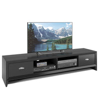CorLivingMC - Meuble pour téléviseur extra large Lakewood TLK-802-B, pour téléviseurs jusqu’à 80 po, grain de bois noir-Compatible avec les téléviseurs jusqu’à 80 po