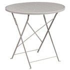 Table de jardin ronde (30po) et pliable en acier gris pâle/4 chaises, dossier rond, intérieur/extérieur [CO-30RDF-03CHR4-SIL-GG]-Pour l’intérieur ou l’extérieur