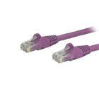 StarTech Câble de raccordement Ethernet Cat6 avec connecteurs antiaccrochements RJ-45, 4 pi, violet (N6PATCH4PL)-Protecteurs de pinces pour connecteur RJ-45 empêchent le câble de s’accrocher ou de briser pendant l’installation