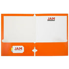 JAM PaperMD – Chemises scolaires à 3 trous et à 2 pochettes, plastifiées et lustrées, orange, 25/paquet-Capacité : 200 feuilles