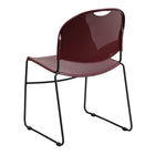 Flash Furniture - Chaise ultra-compacte empilable bourgogne de la série HERCULES avec cadre enduit de poudre noire-Dossier et siège en plastique bourgogne aux contours ergonomiques