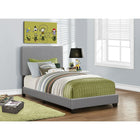 Monarch Specialties - 5912T Lit Simple - Simili-Cuir Gris-Tête de lit, barreaux latéraux et d'extrémité recouverts de similicuir