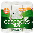 Cascades Tuff Enviro - Rouleaux Essuie-tout -  tailles multiples - 2 épaisseurs - 105 Feuilles - Blanc - Paquet de 6-Rouleau grand format avec feuilles à formats multiples