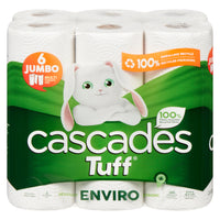 Cascades Tuff Enviro - Rouleaux Essuie-tout -  tailles multiples - 2 épaisseurs - 105 Feuilles - Blanc - Paquet de 6-Rouleau grand format avec feuilles à formats multiples