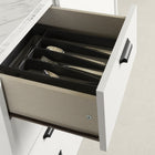 South Shore - Amaro - Îlot de cuisine avec rangement - Faux Marbre blanc et Blanc-Matériau: Panneaux de particules laminés 