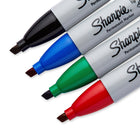 Sharpie - Marqueurs permanents − Pointe biseautée − Couleurs variées − Paquet de 4-Corps unique qui ne roule pas