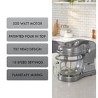 Kenmore Elite - Ovation batteur sur socle de avec couvercle pour verser - 5 qt - gris métallique-Mélange planétaire avec 88 points de contact par tour
