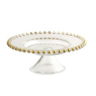 Elegance – Assiette à gâteau de 8 po sur pied à billes dorées-Type : Assiette à gâteau