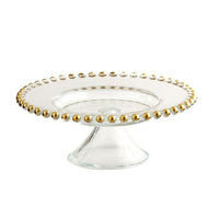 Elegance – Assiette à gâteau de 8 po sur pied à billes dorées-Type : Assiette à gâteau
