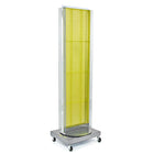 Azar Displays – Prés sol panneau perforé, 2 côtés, 16 larg. x 60 prof. po, filières C, base à roulettes, jaune (700258-YEL)-Comprend une bande d’affichage en acrylique et des filières en C d’une largeur de 5 po faisant toute la longueur de chaque côté et est supporté par une base sur roulettes de 20 larg. x 5 haut. x 16 prof (po) en métal