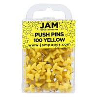 JAM Paper – Punaises, jaune, 100/paquet (2242959)-Punaises en plastique standard