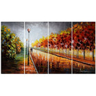 Designart – Paysage imprimé sur toile, arbres d’automne sous un ciel orageux, 4 panneaux (48x28)-Impression