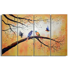 Designart – Imprimé sur toile, Oiseaux colorés, 4 panneaux, 48 po x 28 po, (PT1167-271)-Imprimé