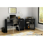 Rangement à imprimante sur roulettes, noir solide, Axess de Meubles South Shore, 26“L x 20“D x 27“H-Derrière les portes : 2 espaces de rangement séparés par 1 tablette ajustable pouvant supporter jusqu’à 15 lb