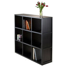 Winsome –  Étagère de rangement cloisonnée Timothy avec panneau de lambris, cube de 3 x 3 po, 37.76 po x 11,81 x 40.08 po, noir-Fabriqué en bois composite
