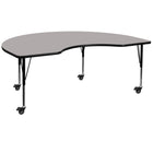 Flash Furniture – Table mobile haricot, surface 48 x 72 x 1,25 po, hauteur ajustable préscolaire, gris (XUA4872KIDGYHPC)-Gris/fini chromé, placage en stratifié, acier