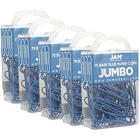 JAM Paper – Trombones géants, bleu pâle, 5 paquets de 75, total de 375 (221819034g)-Bleu pâle