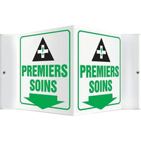 Accuform Signs - Enseigne Projection « Premier Soins », 6po x 8-1/2po, Plastique, Français Avec Pictogramme-Type d'affichage Boulonné