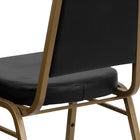 Flash Furniture – Chaise banquet empilable Hercules, dossier trapézoïdal, structure dorée et vinyle noir, 4/paquet-Rembourrage en vinyle noir