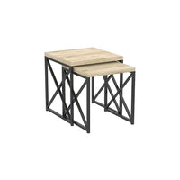 Safdie & Co. 20L 18L Table D'Appoint - Métal Noir - Bois Récupéré - 2 Pieces-La table gigogne peut être placée près du salon ou de la salle de jeux.
