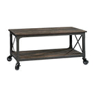 Sauder - Table basse Steel River, chêne charbon (423914)-Bois d'ingénierie en chêne charbon et métal noir
