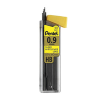 Pentel - Recharge pour portemines Super Hi-Polymer, 0,9 mm, 12/ensemble (PENC29HB)-N?a jamais besoin d?être aiguisée, est très robuste et trace des lignes foncées et nettes