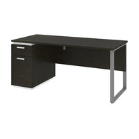 Bestar Aquarius Bureau avec un caisson - Gris profond & blanc-Faite de panneaux de particules haute densité conformes à la norme CARB phase 2