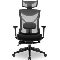 MotionGrey - AirGlide Series - Chaise de bureau ergonomique pour bureau d'ordinateur executif - Noir-Dos en maille pour la respirabilite, siege en tissu à tissage serre, coussin en mousse moulee à froid pour le soutien.