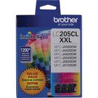 Brother – Cartouches d'encre trois couleurs LC205, paq./3  (LC2053PKS)-Rendement : jusqu'à 1200 pages au total