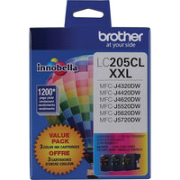 Brother – Cartouches d'encre trois couleurs LC205, paq./3  (LC2053PKS)-Rendement : jusqu'à 1200 pages au total